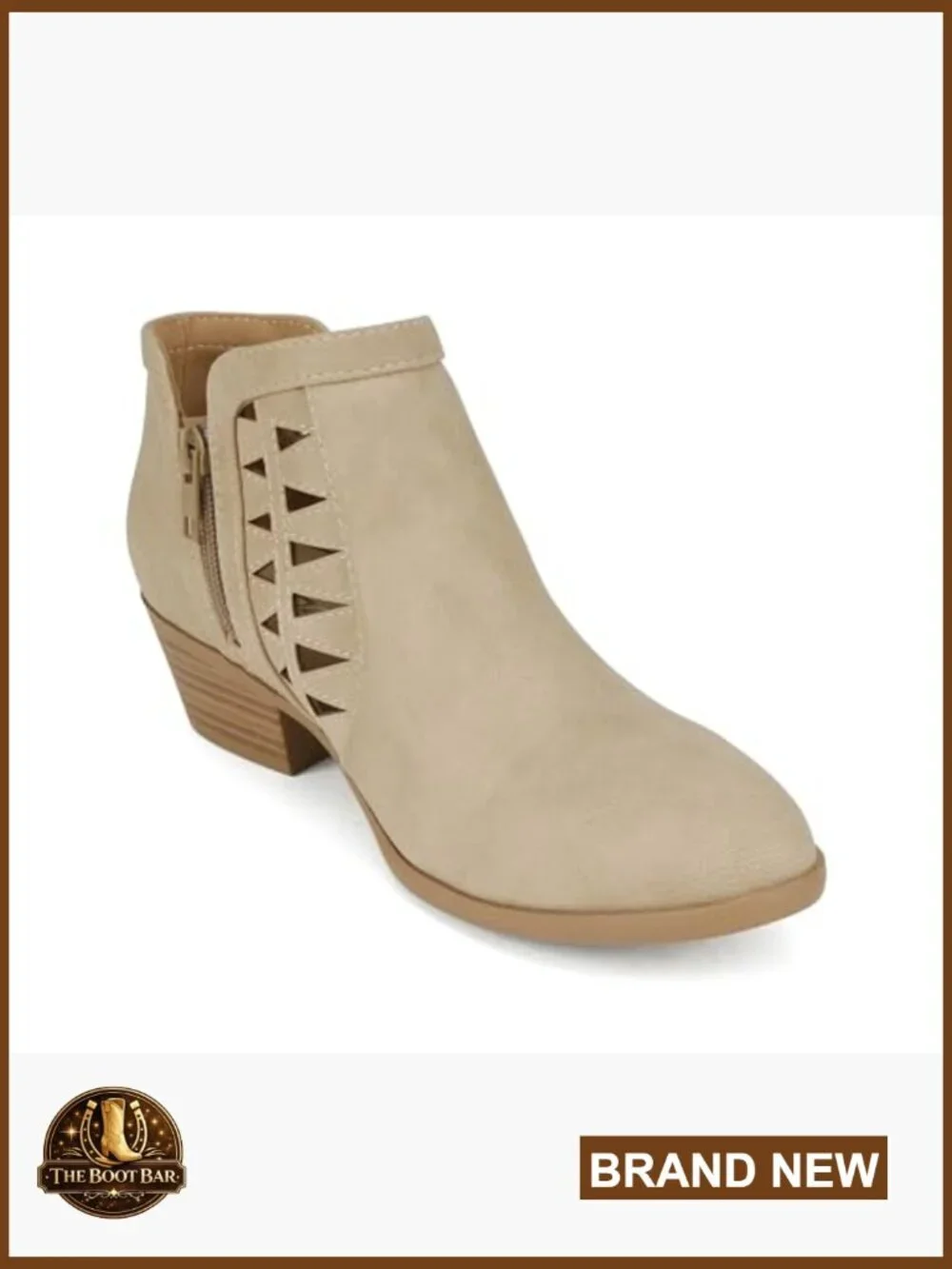 Perforated Cut Out Stacked Block Heel Ankle Booties Wide Fit Available
